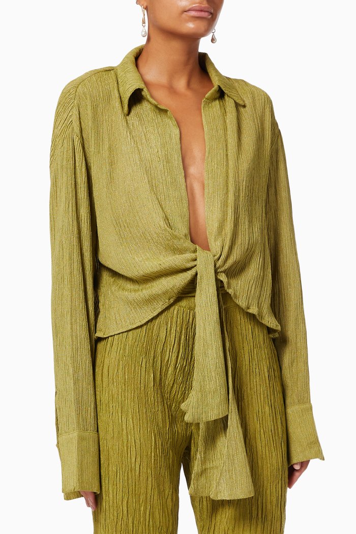 

Vea Blouse in Silk & Bamboo, Green