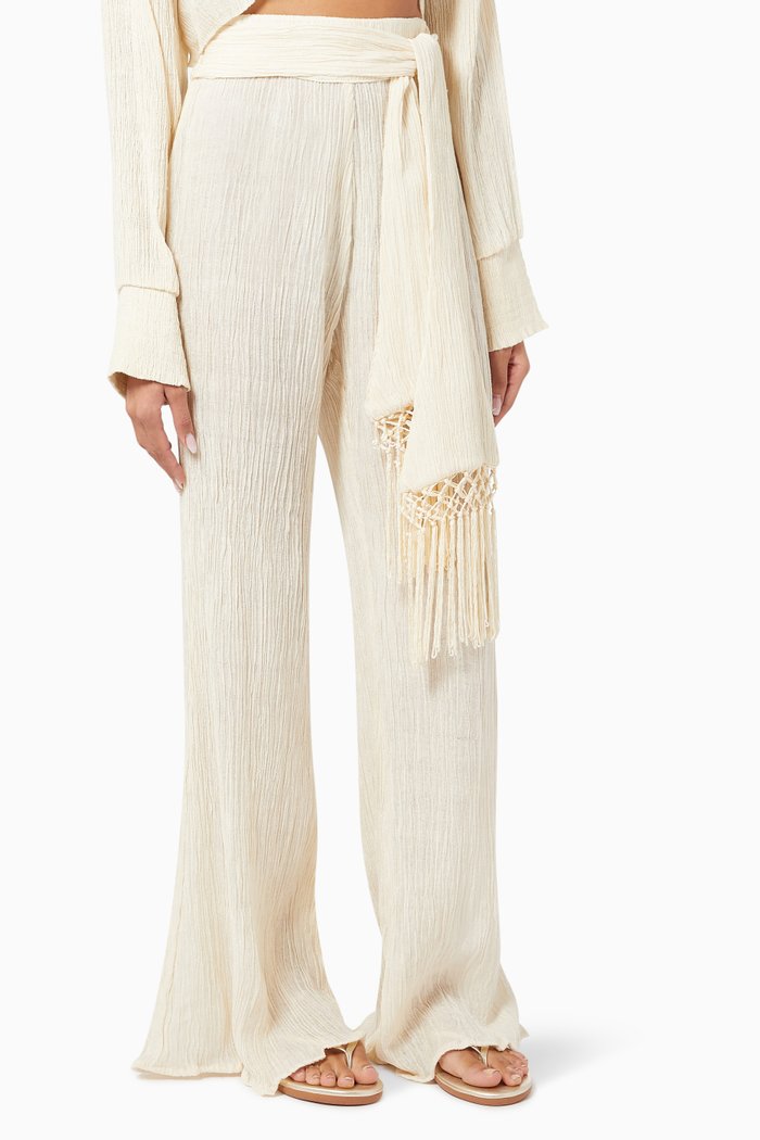 

Vea Pants in Crinkled Silk & Bamboo, Neutral
