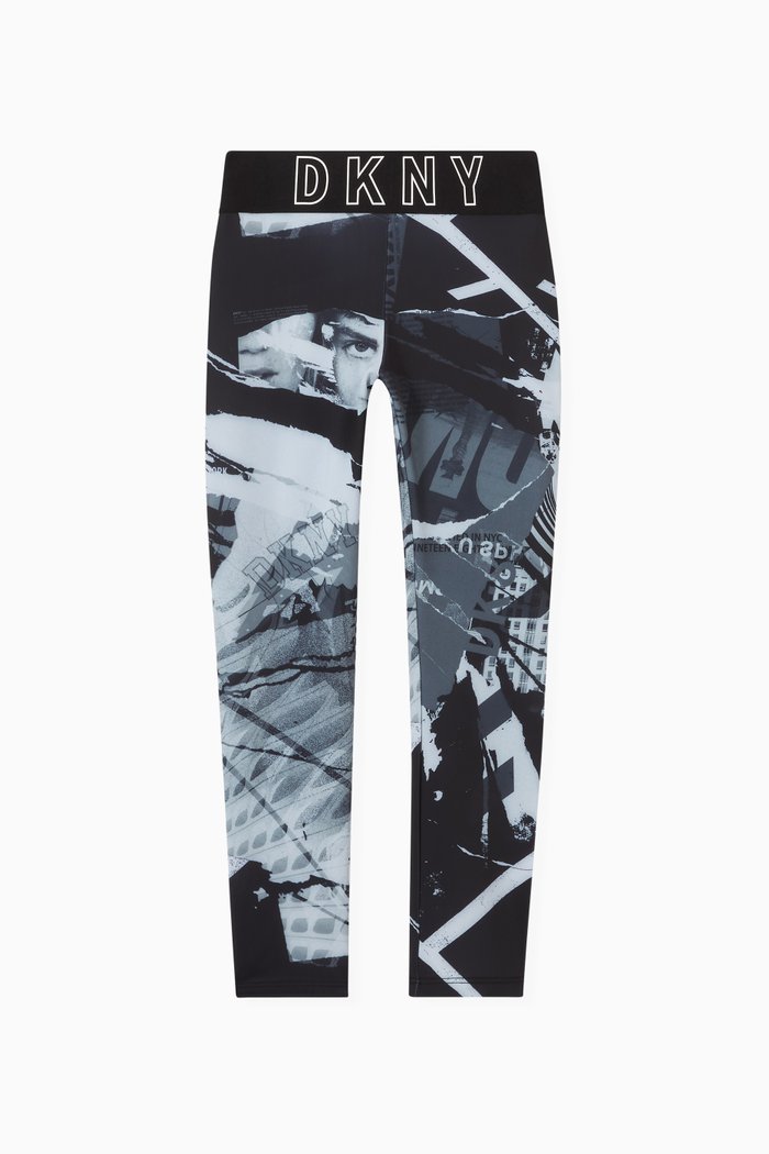 

Logo All-over Print Leggings in Stretch Jersey, Black