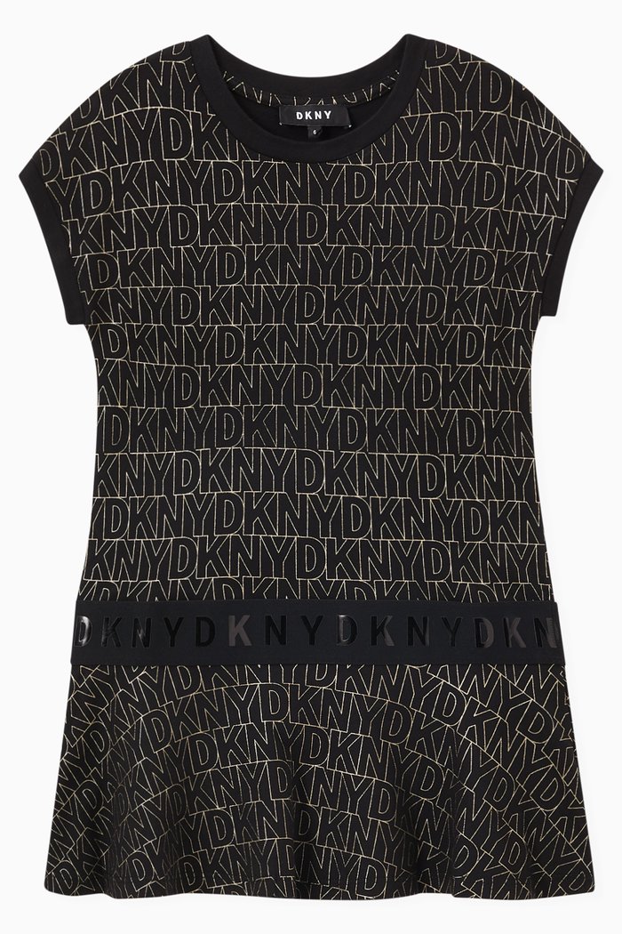 

Logo Print T-Shirt Dress in Cotton, Black