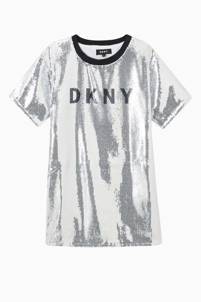 

Sequin Logo Dress in Polyester, Silver
