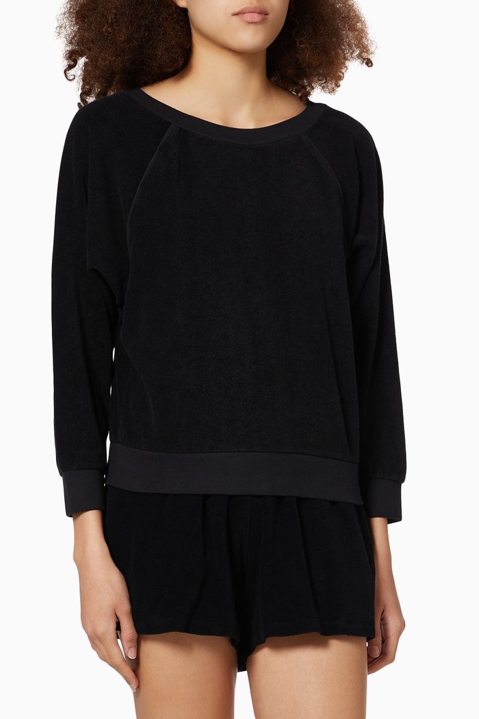 

Saba Raglan Top in Beach Terry, Black