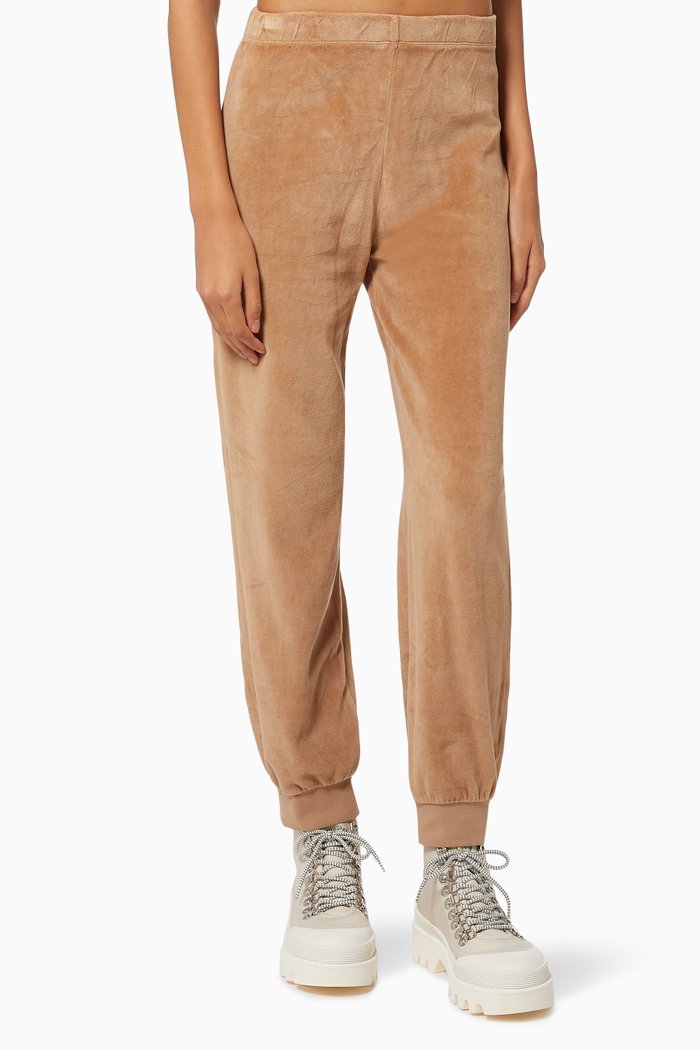 

Tinos Slim Track Pants in Velour, Brown