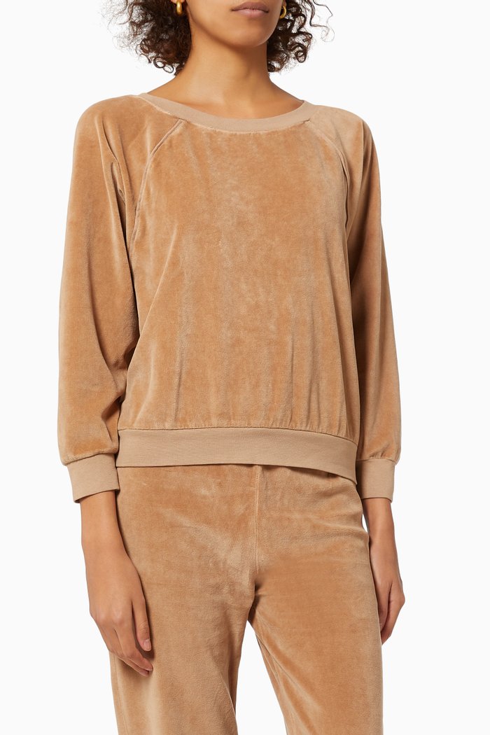 

Saba Raglan Top in Velour, Brown