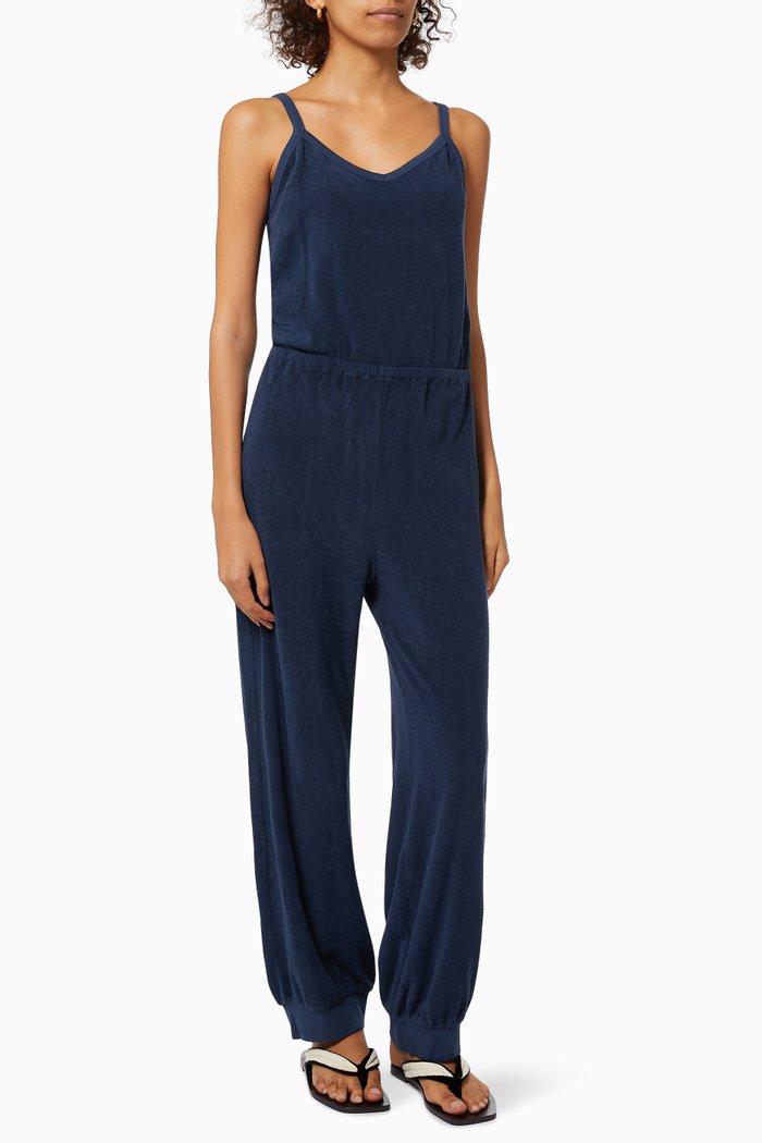 Giorgi Tank Jumpsuit in Beach Terry, Blue