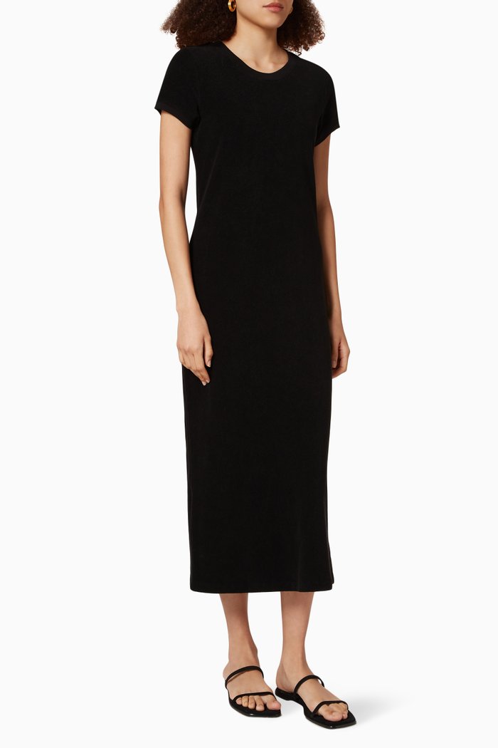 

Asti T-Shirt Dress in Beach Terry, Black