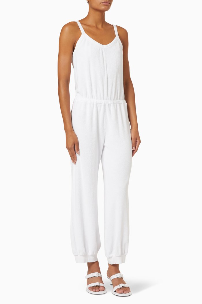 

The Giorgi Tank Jumpsuit in Beach Terry, White