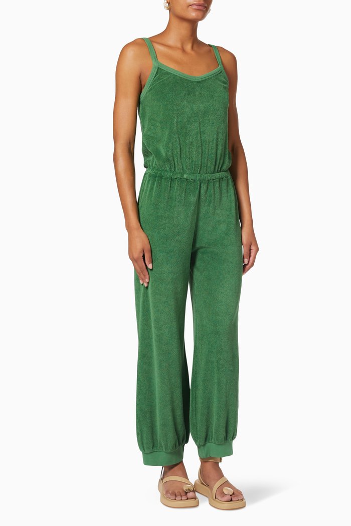 The Giorgi Tank Jumpsuit in Beach Terry, Green