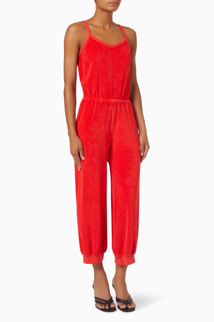 

The Giorgi Tank Jumpsuit in Beach Terry, Red