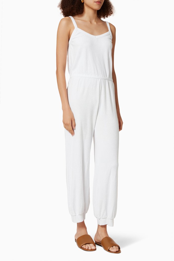

The Giorgi Tank Jumpsuit in Beach Terry, White