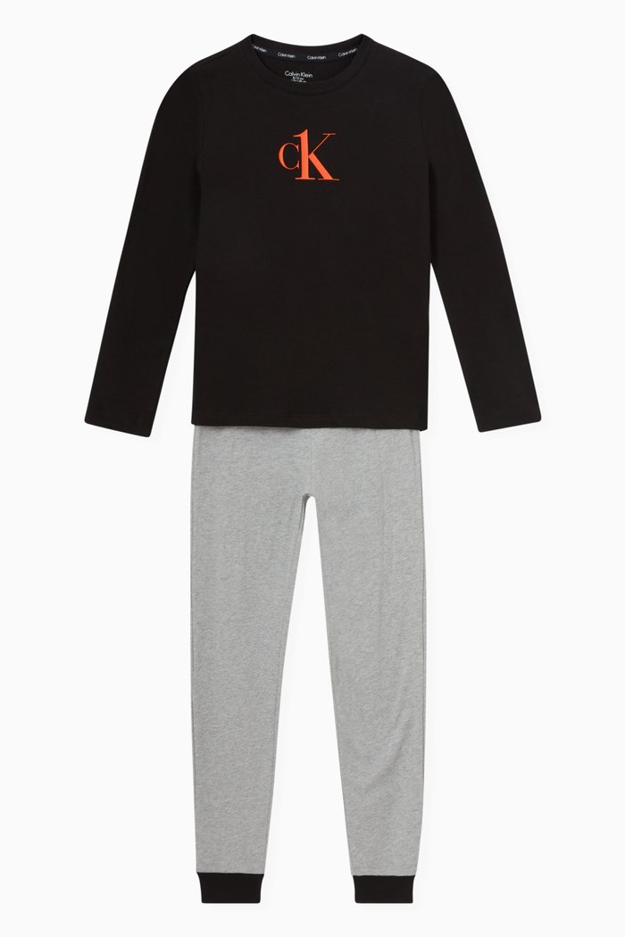 Monogrammed Logo Pyjama Set in Knit, Multicolour