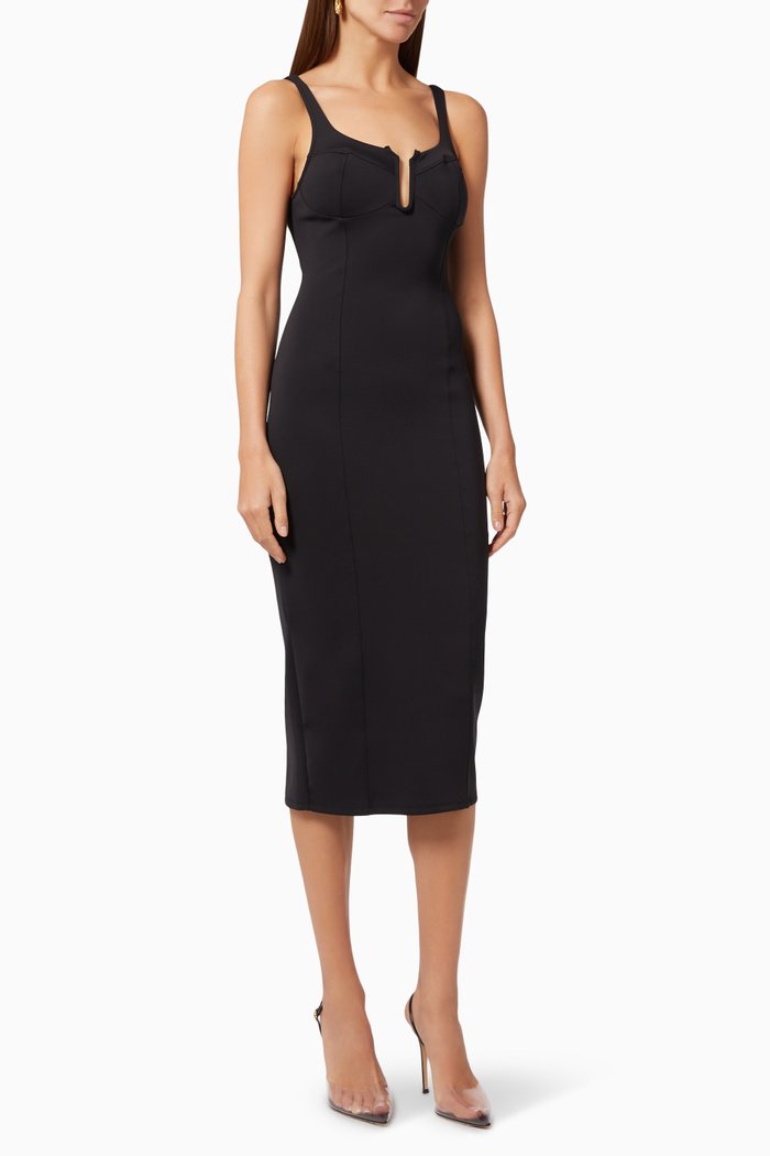 

Scuba Corset Midi Dress, Black