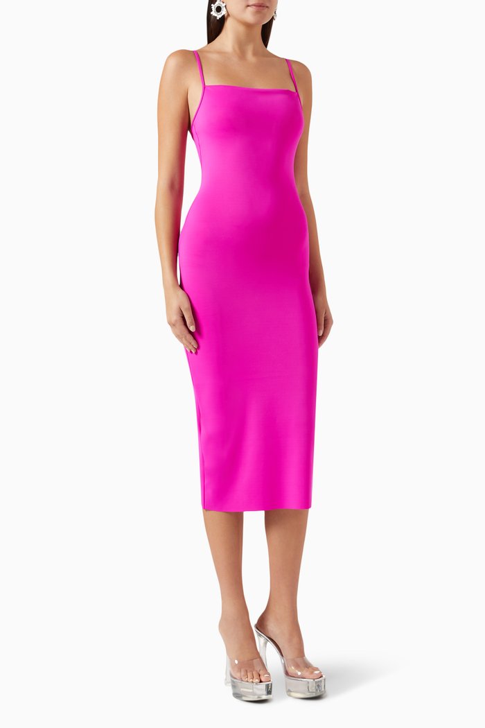 

Scuba Midi Dress in Nylon, Pink