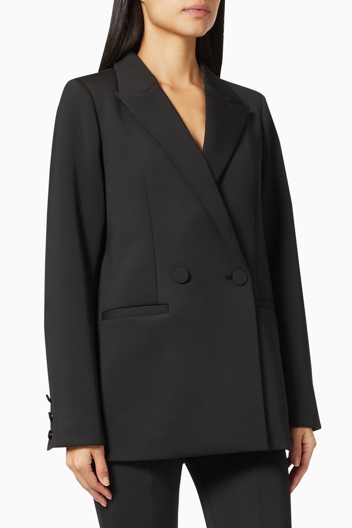 

Relaxed Fit Blazer in Scuba Fabric, Black