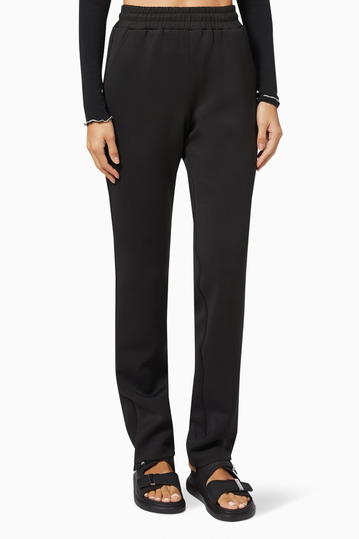 

Relaxed Straight Fit Pants in Scuba Fabric, Black