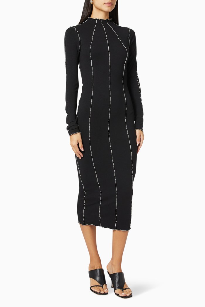 

Lettuce Edge Midi Dress in Organic Cotton Jersey, Black