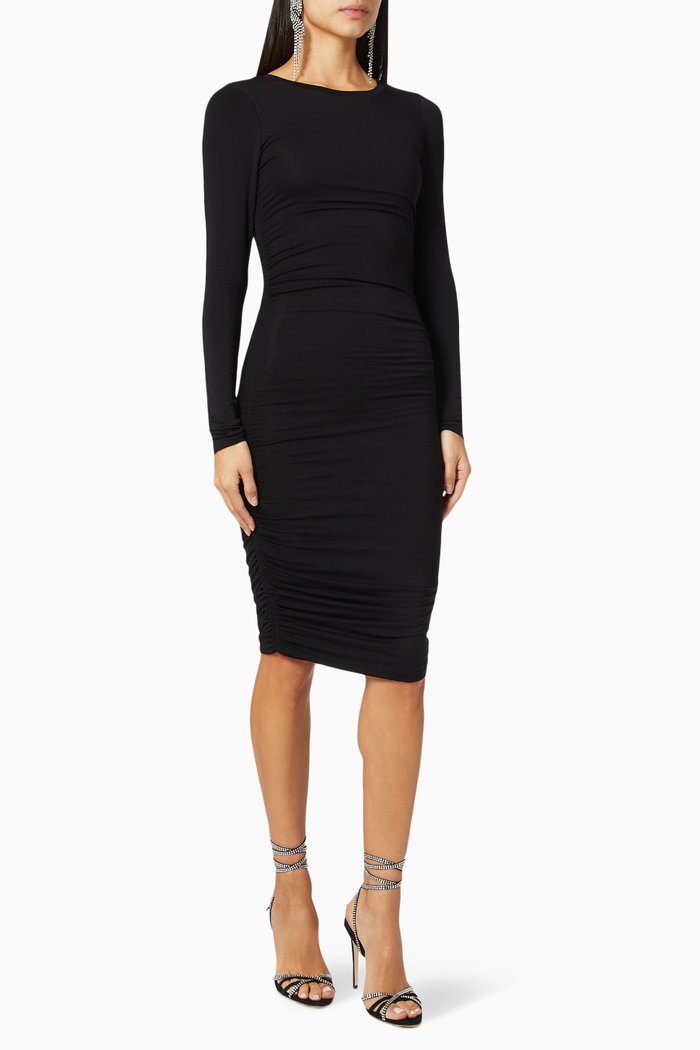 

Ruched Mini Dress in Stretch Jersey, Black