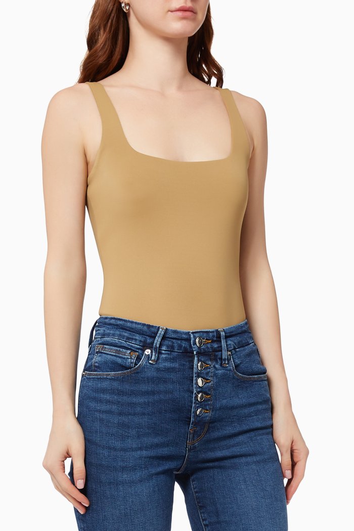 Modern Tank Bodysuit in Scuba Fabric, Neutral