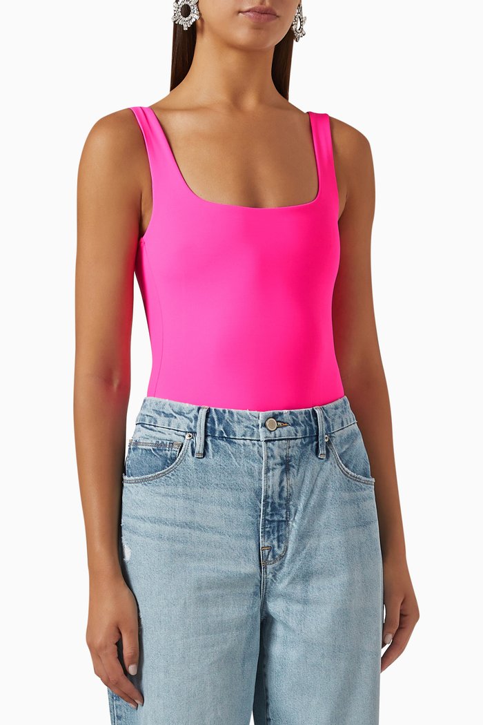 

Modern Tank Bodysuit in Scuba Fabric, Pink