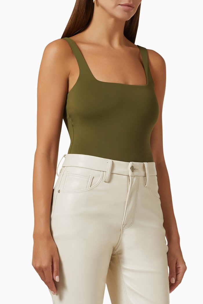 

Modern Tank Bodysuit in Scuba Fabric, Green