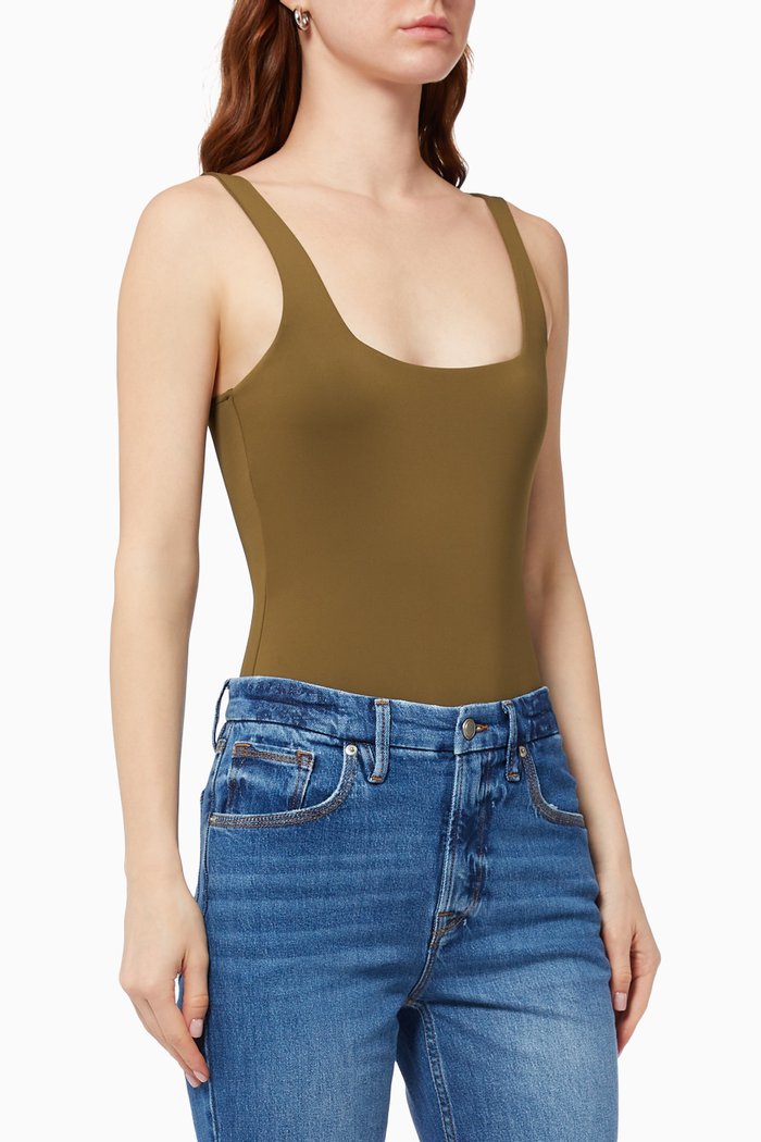

Modern Tank Bodysuit in Scuba Fabric, Brown
