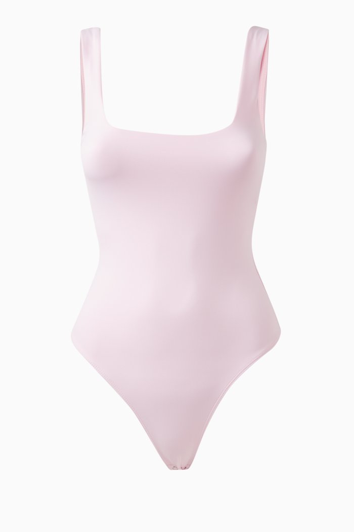 

Modern Tank Bodysuit in Scuba Fabric, Pink
