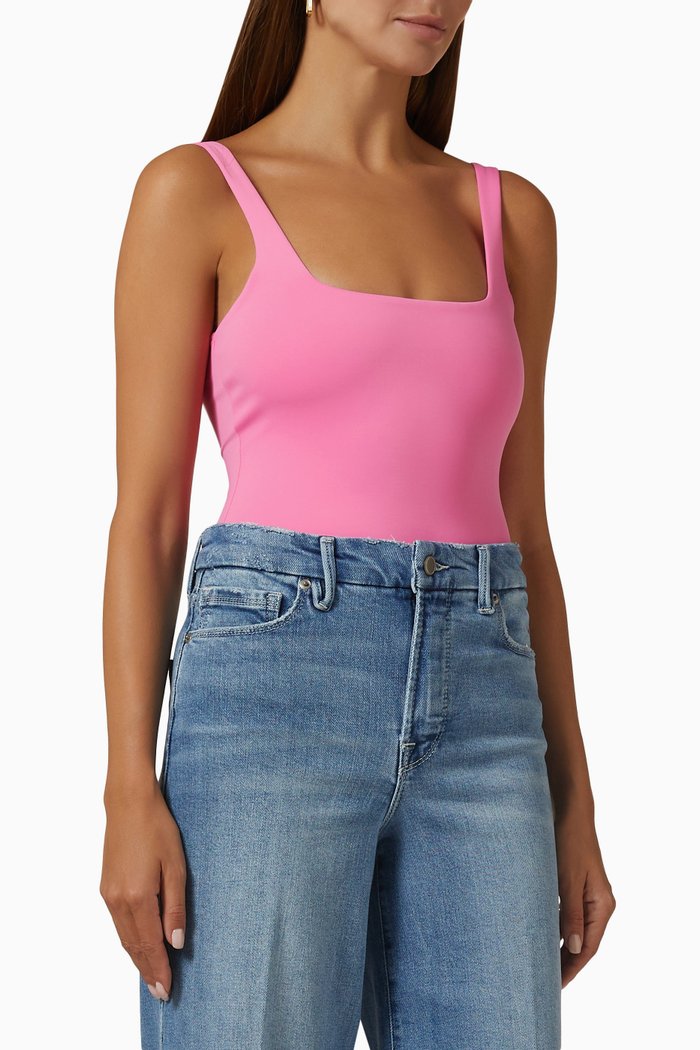 

Modern Tank Bodysuit in Scuba Fabric, Pink