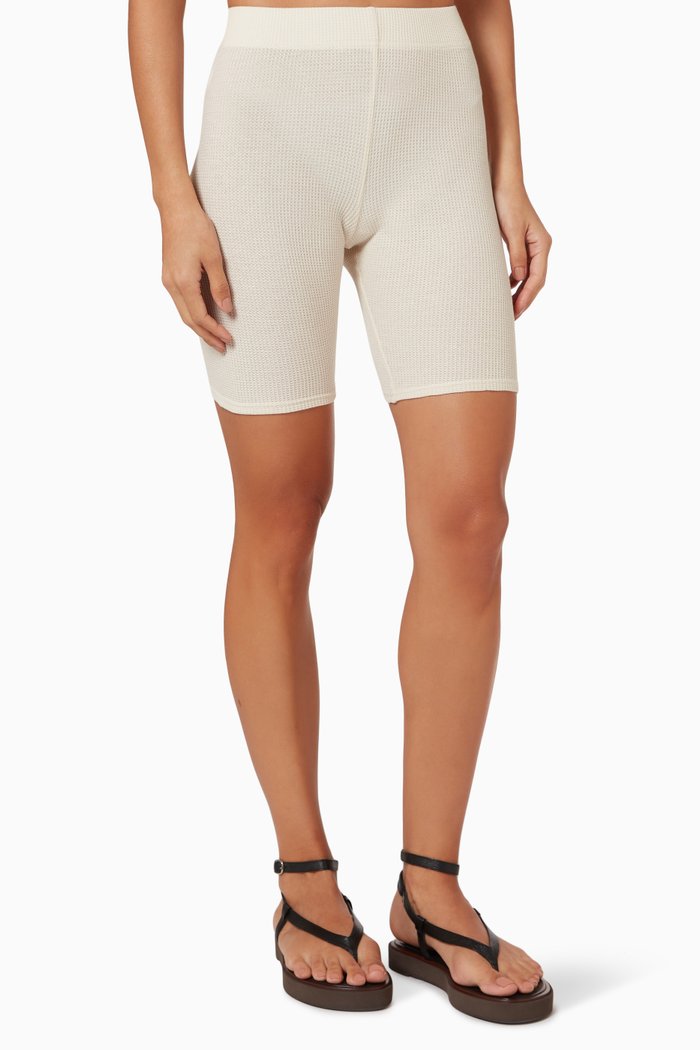 

Thermal Essential Bike Shorts in Waffle Knit, White