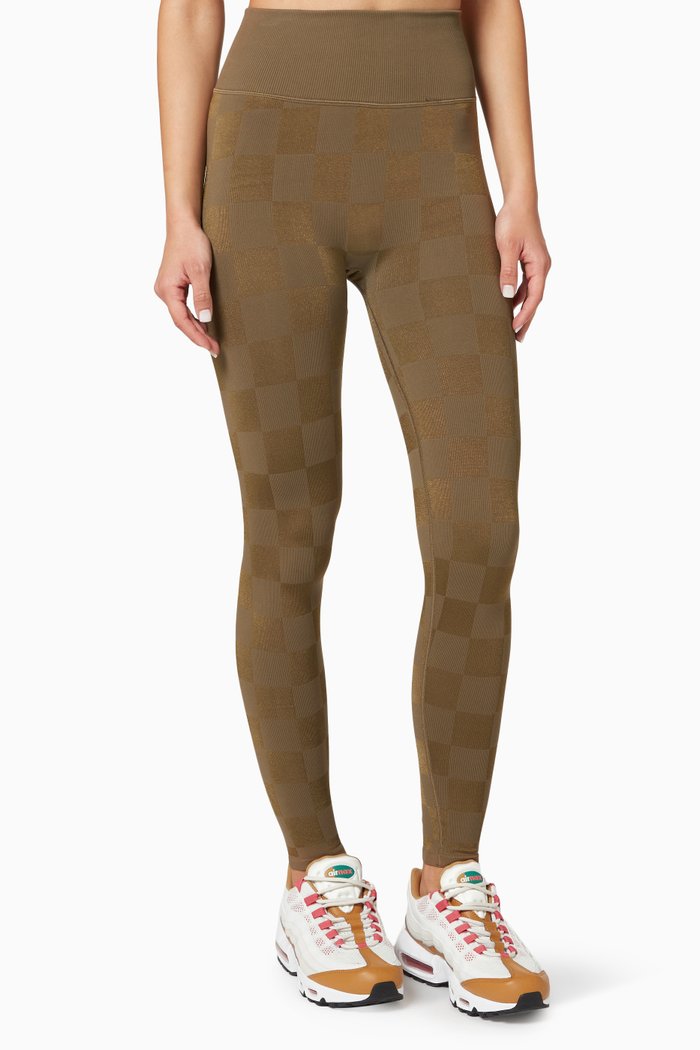 

Shine Jacquard Leggings in Nylon, 7/8, Brown