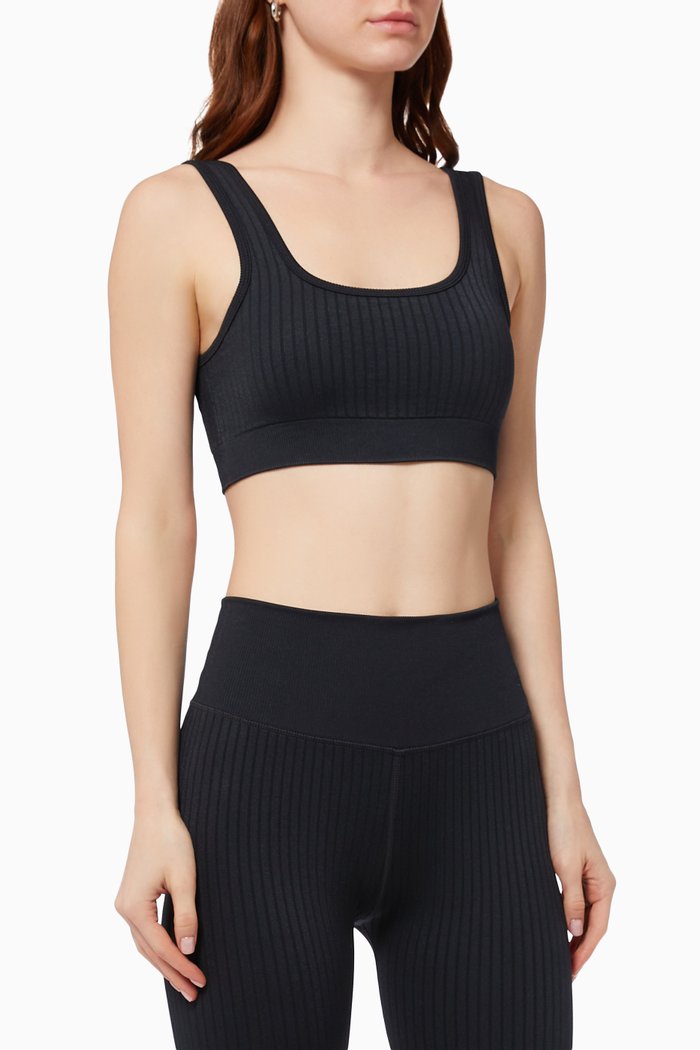 

Shine Tank Bralette in Ribbed Nylon, Black