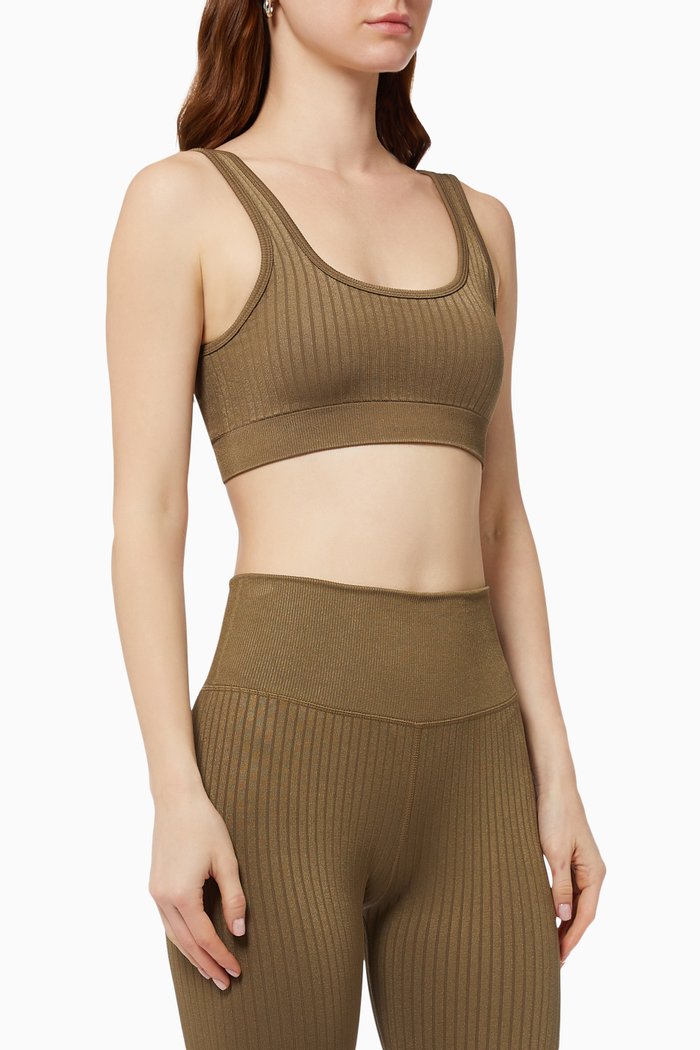 

Shine Tank Bralette in Ribbed Nylon, Brown