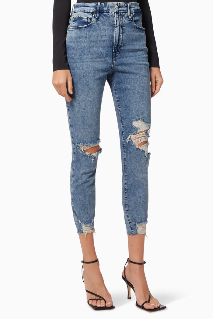 

Good Waist Crop Chewed Hem, Blue