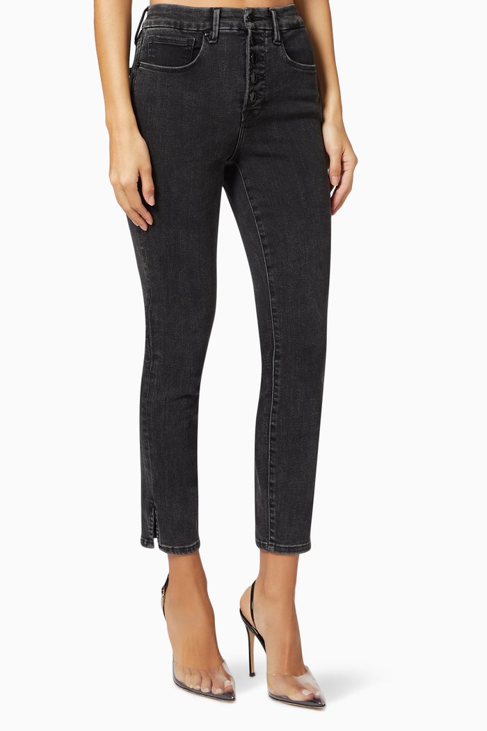 Good Legs Mini Slit Crop Jeans, Black