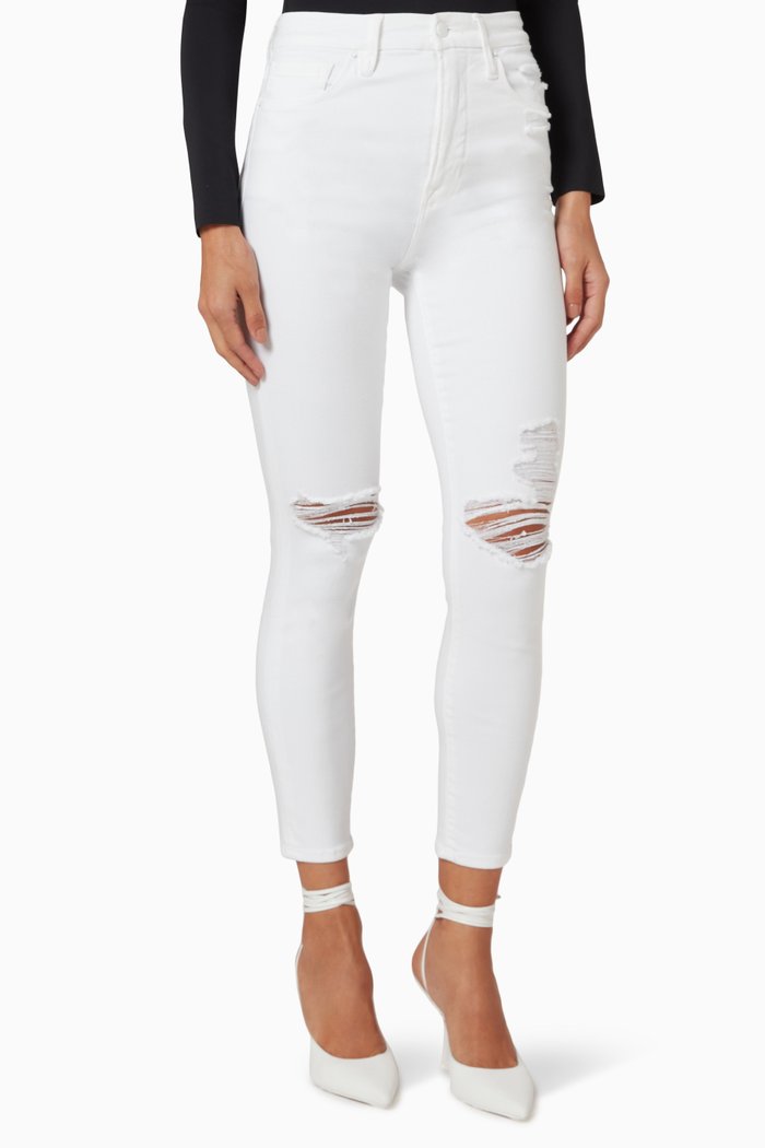 

Good Waist Deep V Yoke Cropped Jeans, White