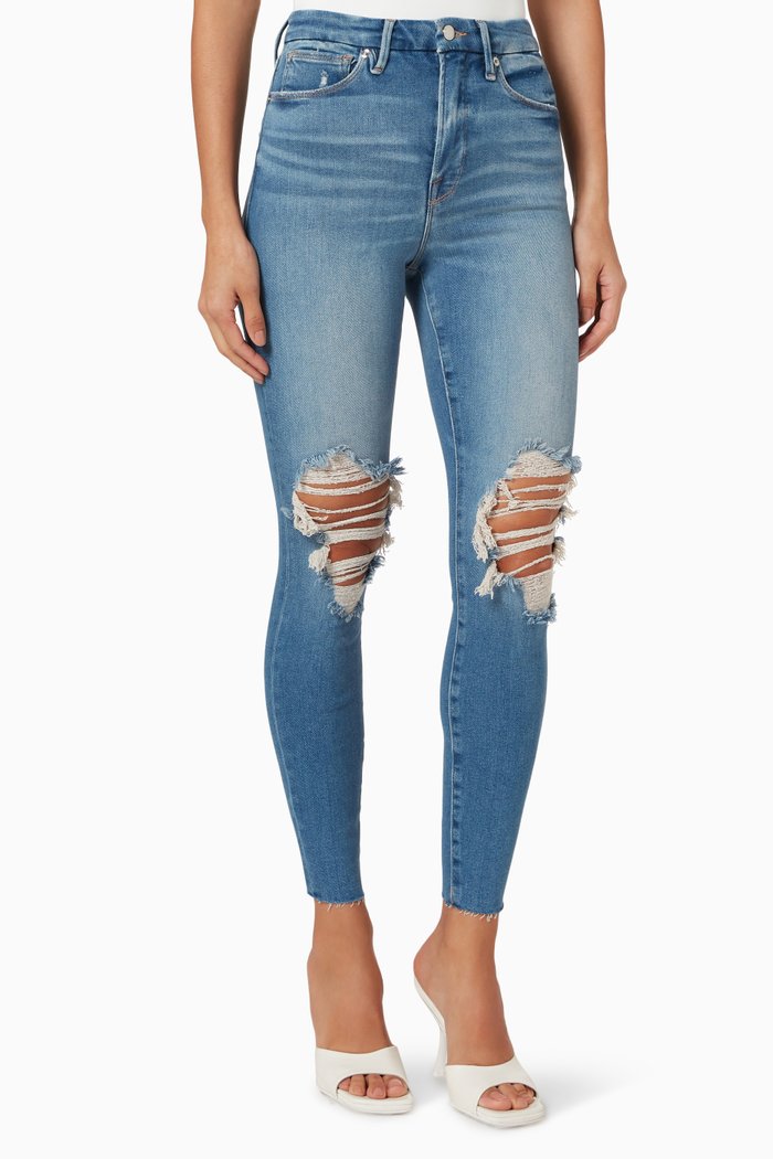

Good Waist Distressed Jeans, Blue