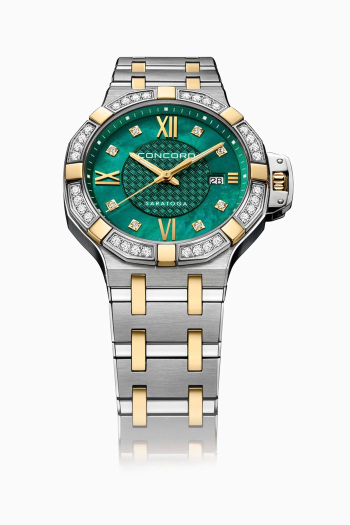 Saratoga Quartz Watch with Diamonds, Green