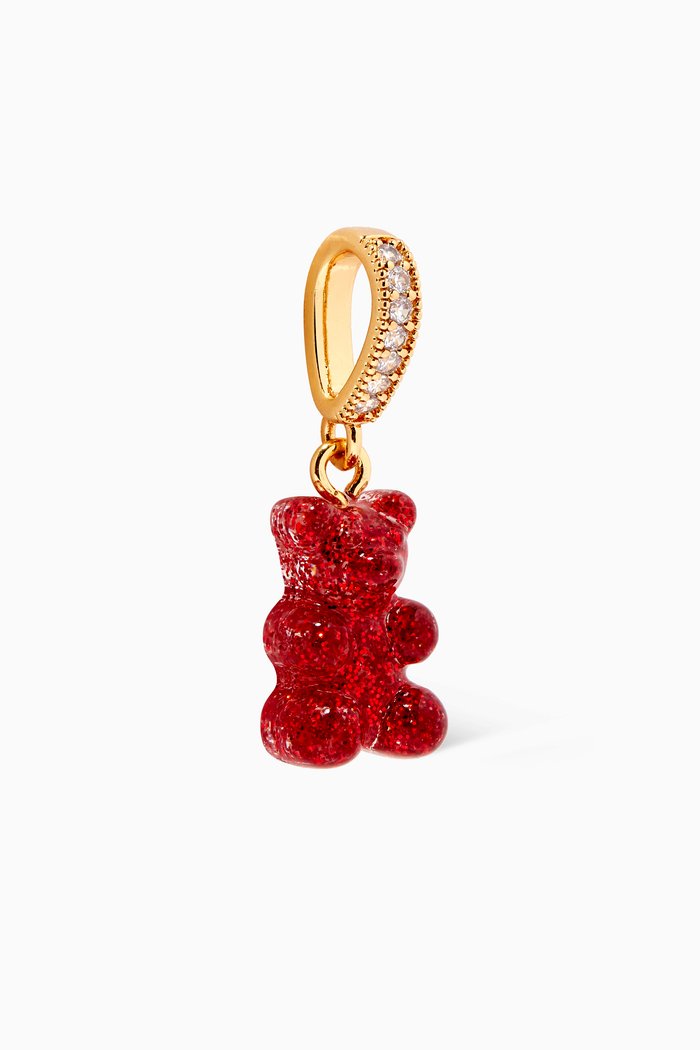

Nostalgia Bear Pendant in 18kt Gold Plating & Glitter Resin, Red