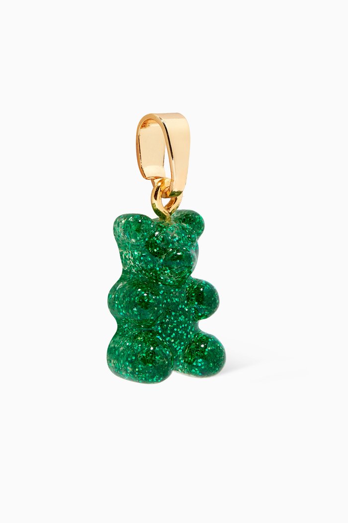 

Nostalgia Bear Pendant in 18kt Gold Plating & Glitter Resin, Green