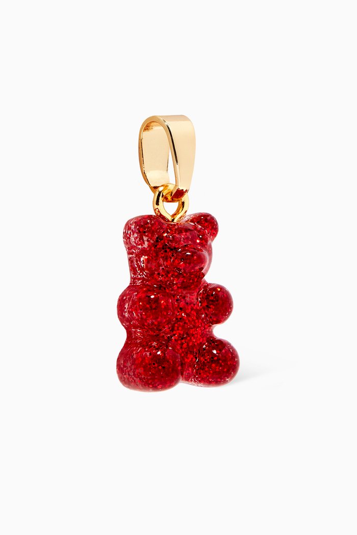 

Nostalgia Bear Pendant in 18kt Gold Plating & Glitter Resin, Red