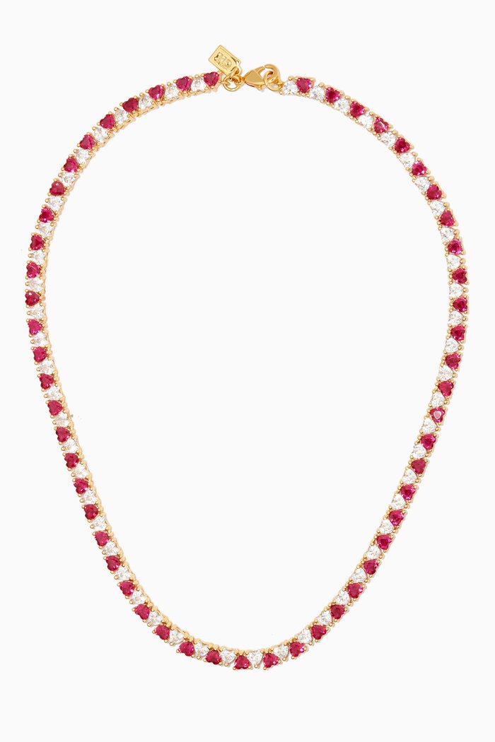 

Valentine Chain Necklace in 18kt Gold Plating, Pink