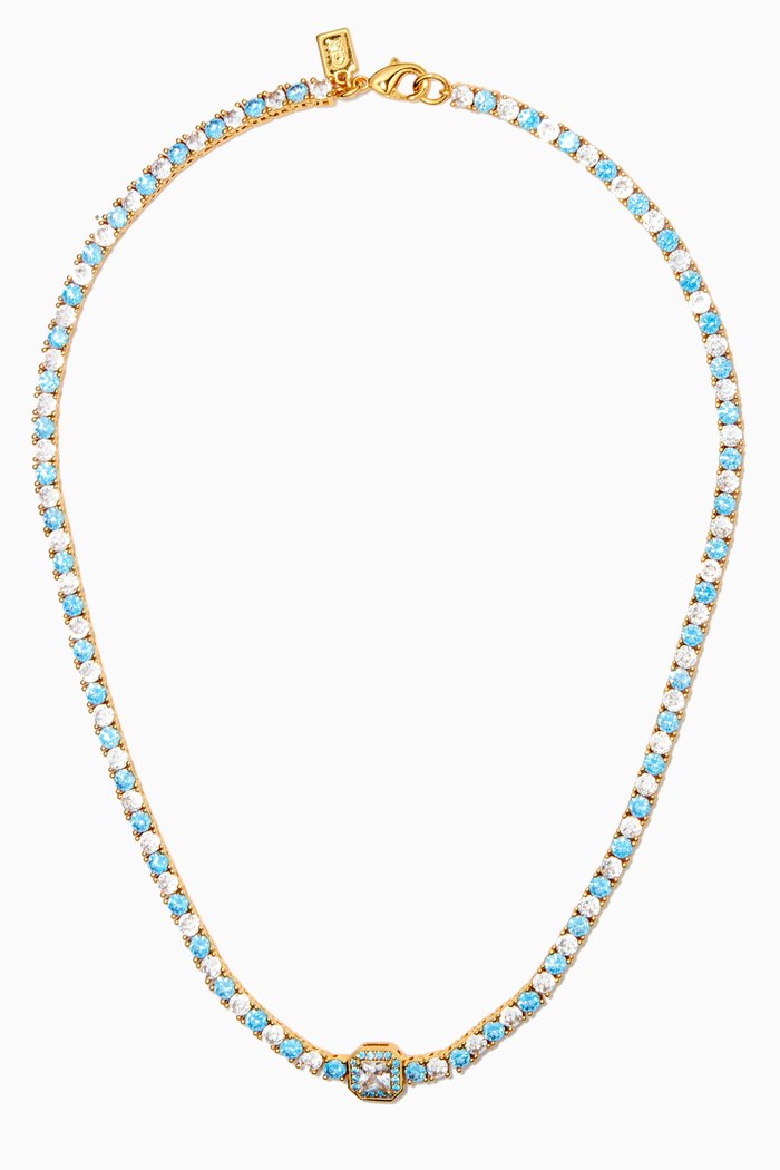 

Dutchess Chain Necklace in 18kt Gold Plating, Blue