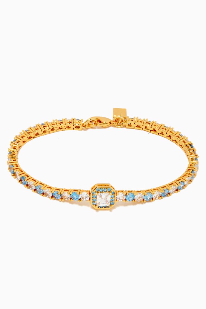 Dutchess Chain Bracelet in 18kt Gold Plating, Blue