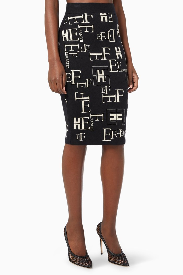 

Pencil Skirt in Lettering Knit, Black