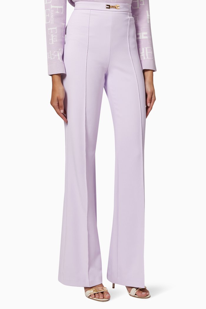

High-waisted Palazzo Pants in Crêpe, Purple