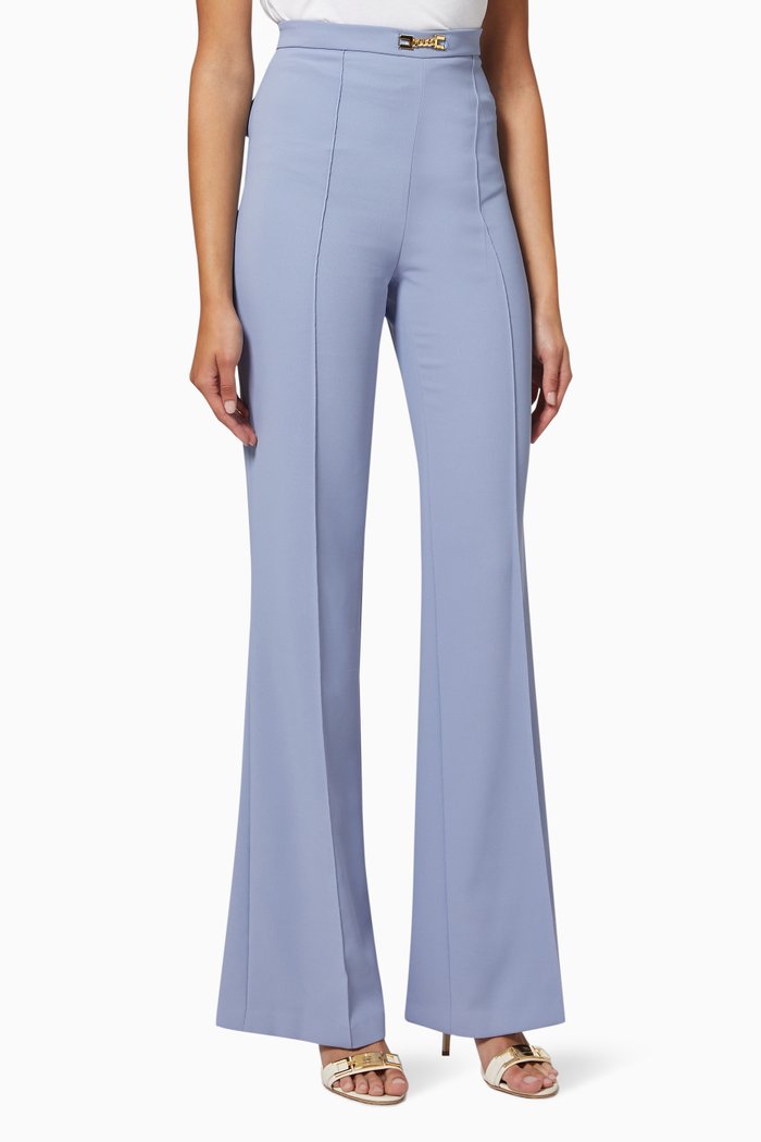 

High-waisted Palazzo Pants in Crêpe, Purple