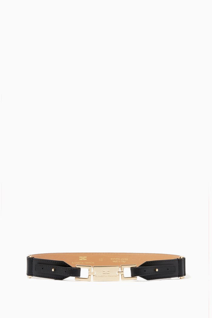 

Horsebit Belt in Faux Leather, Black