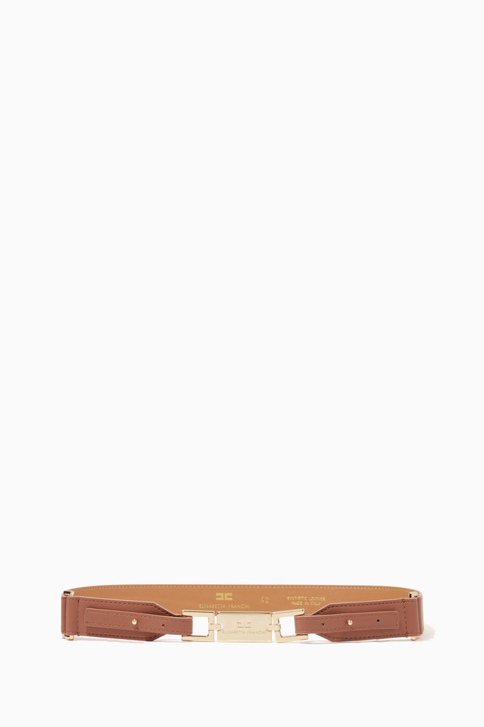 

Horsebit Belt in Faux Leather, Brown