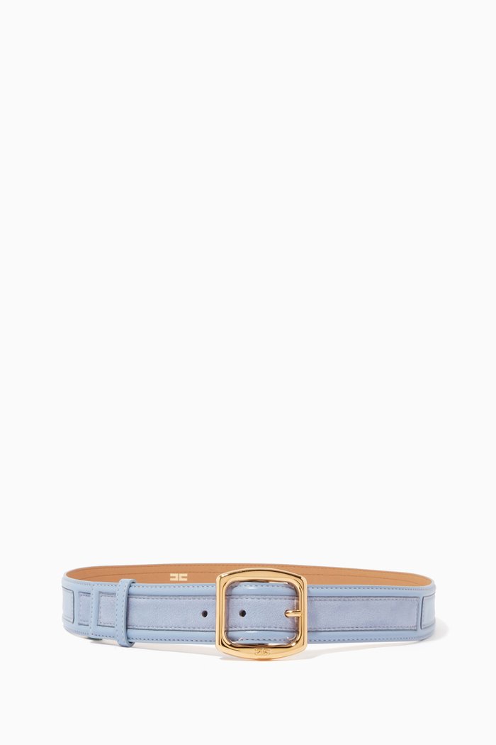 

Buckled Belt in Faux Leather, Purple