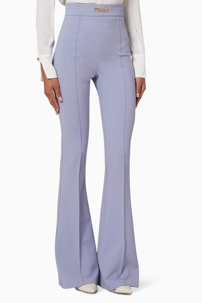 

High-waisted Boot-cut Pants in Double-layer Crêpe, Purple