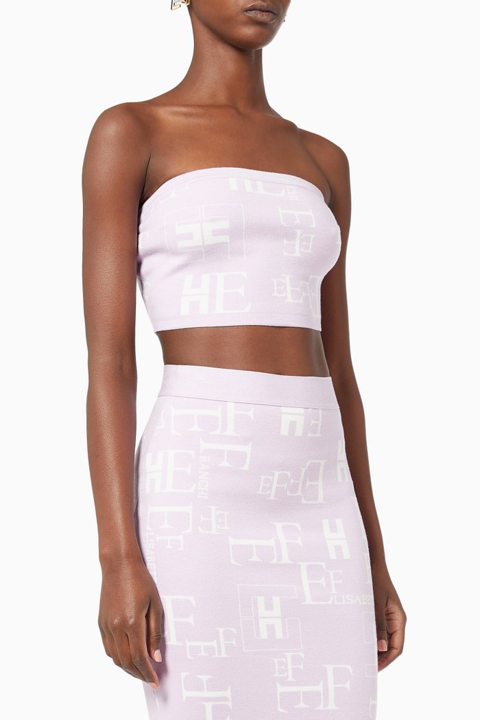 

Crop Top in Lettering Knit, Purple